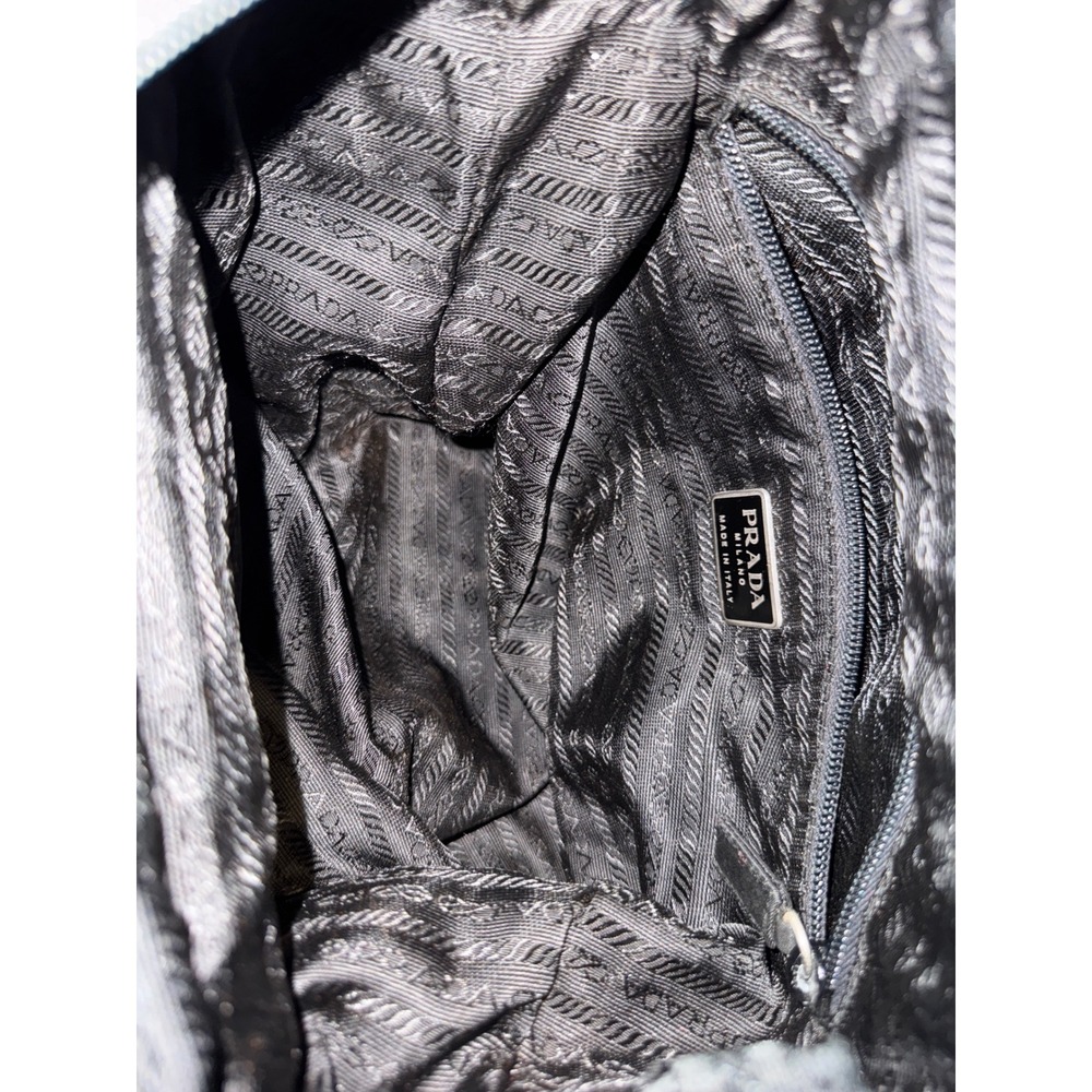 Prada Tessuto Nylon Tote Bag Black Triangle Logo Vintage Zip Top Shoulder Bag - Picture 8 of 11